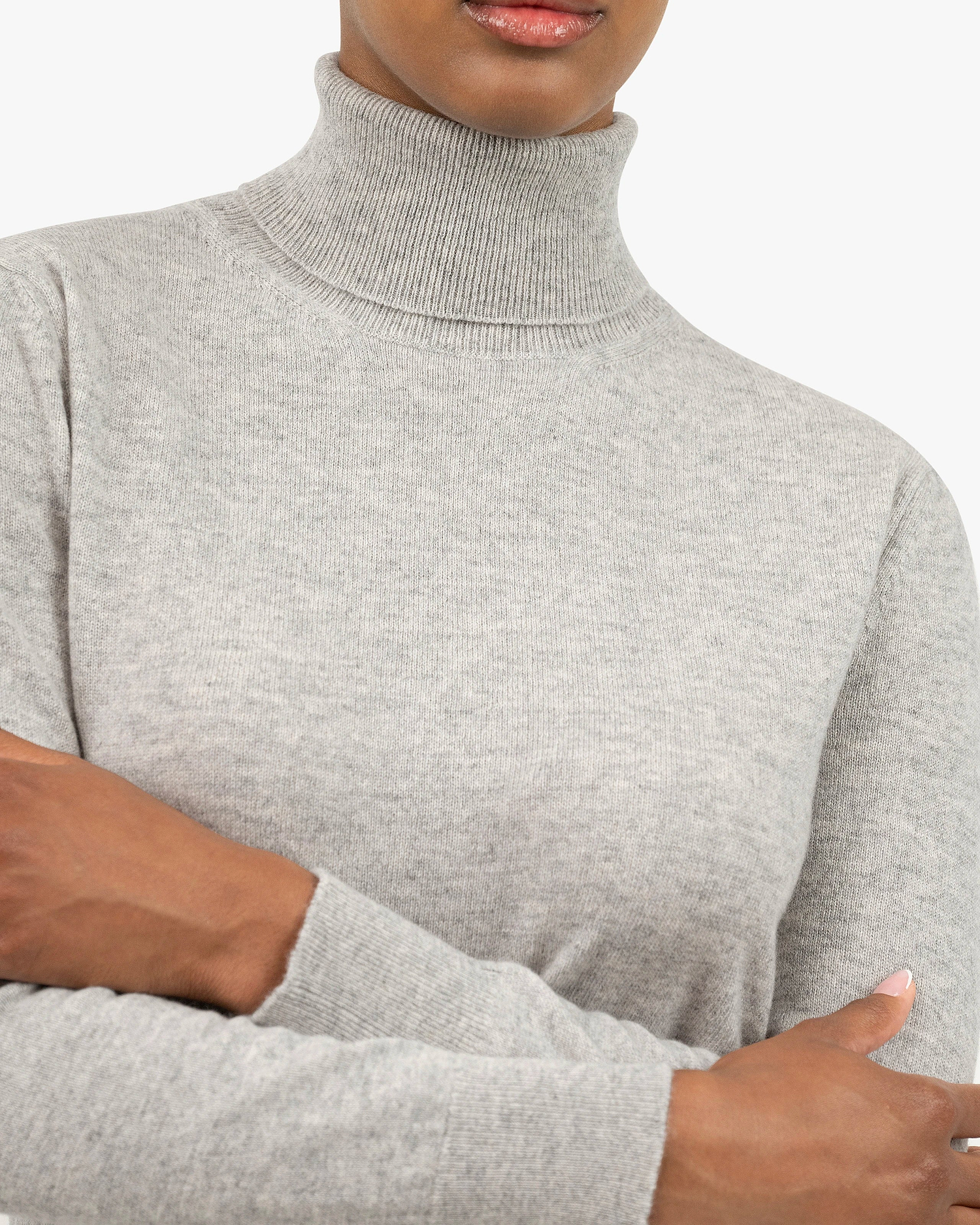 Women's Essential Turtleneck Sweater - Light Grey Cashmere