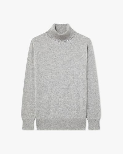 Women's Essential Turtleneck Sweater - Light Grey Cashmere