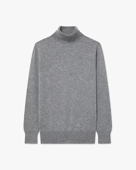 Women's Essential Turtleneck Sweater - Medium Grey Cashmere