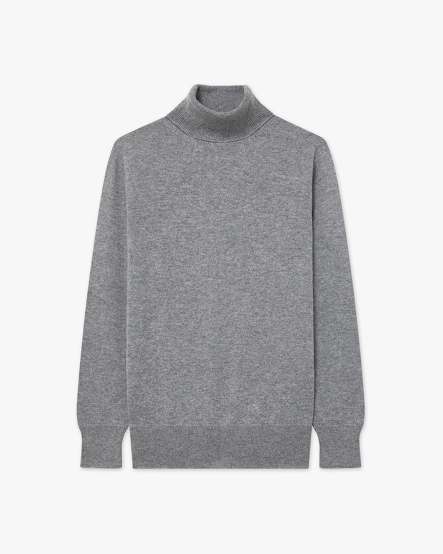 Women's Essential Turtleneck Sweater - Medium Grey Cashmere
