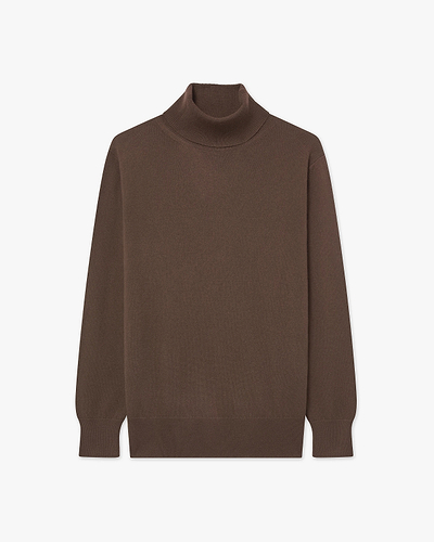 Women's Essential Turtleneck Sweater - Brown Cashmere