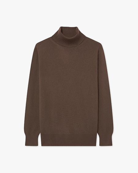 Women's Essential Turtleneck Sweater - Brown Cashmere