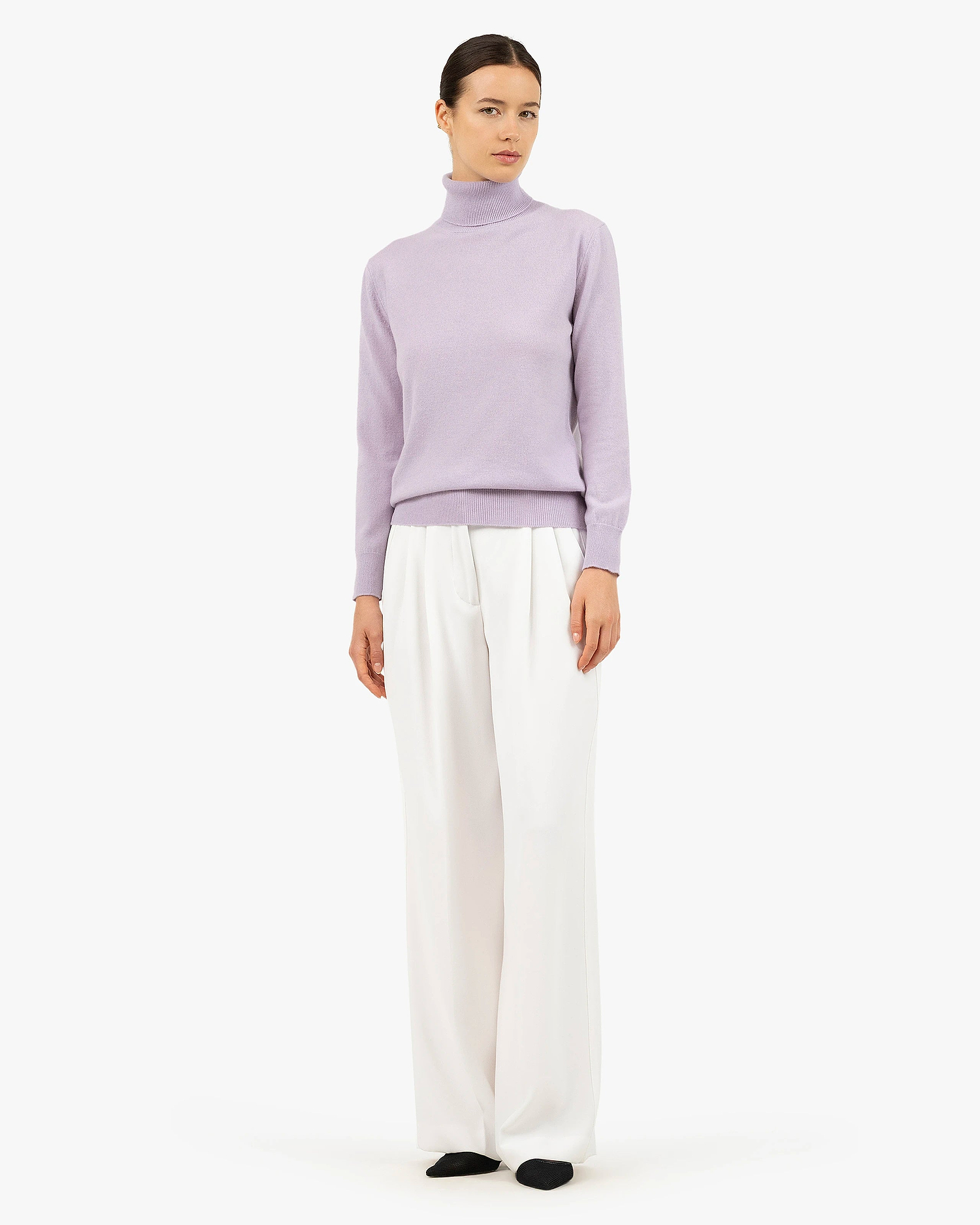 Women's Essential Turtleneck Sweater - Lilac Cashmere