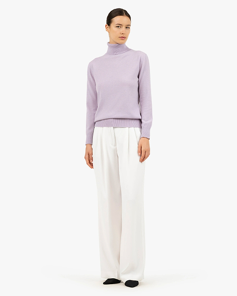 Women's Essential Turtleneck Sweater - Lilac Cashmere