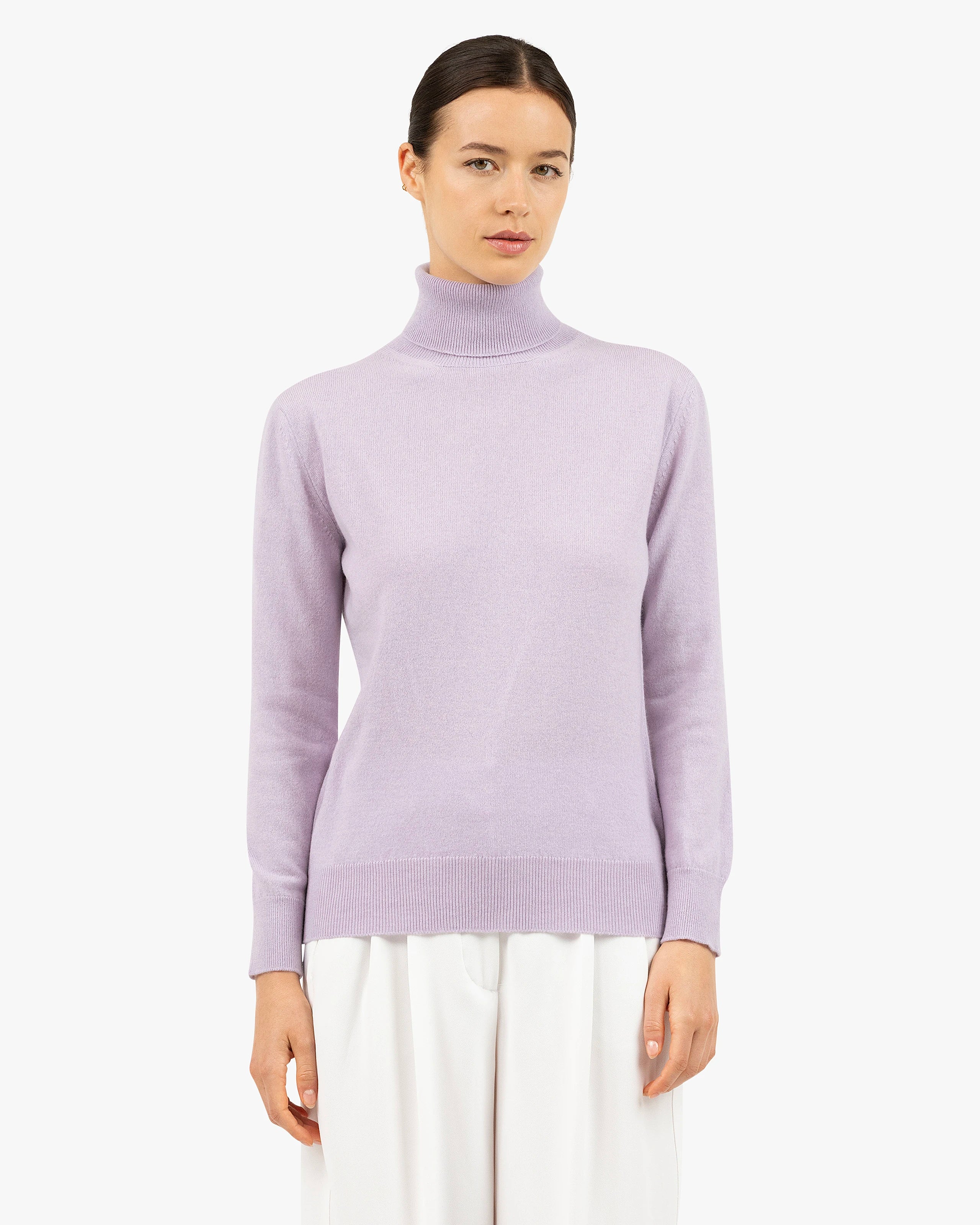 Women's Essential Turtleneck Sweater - Lilac Cashmere