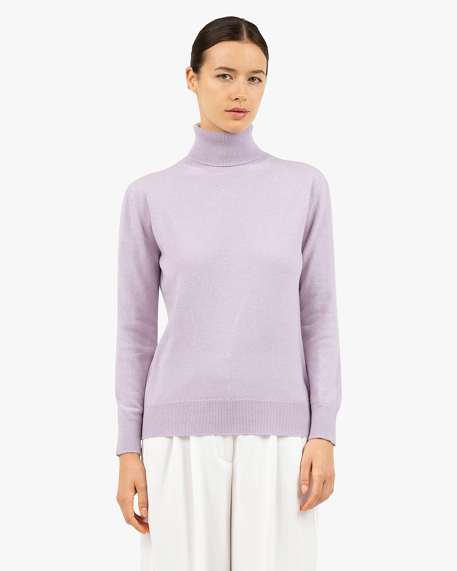 Women's Essential Turtleneck Sweater - Lilac Cashmere