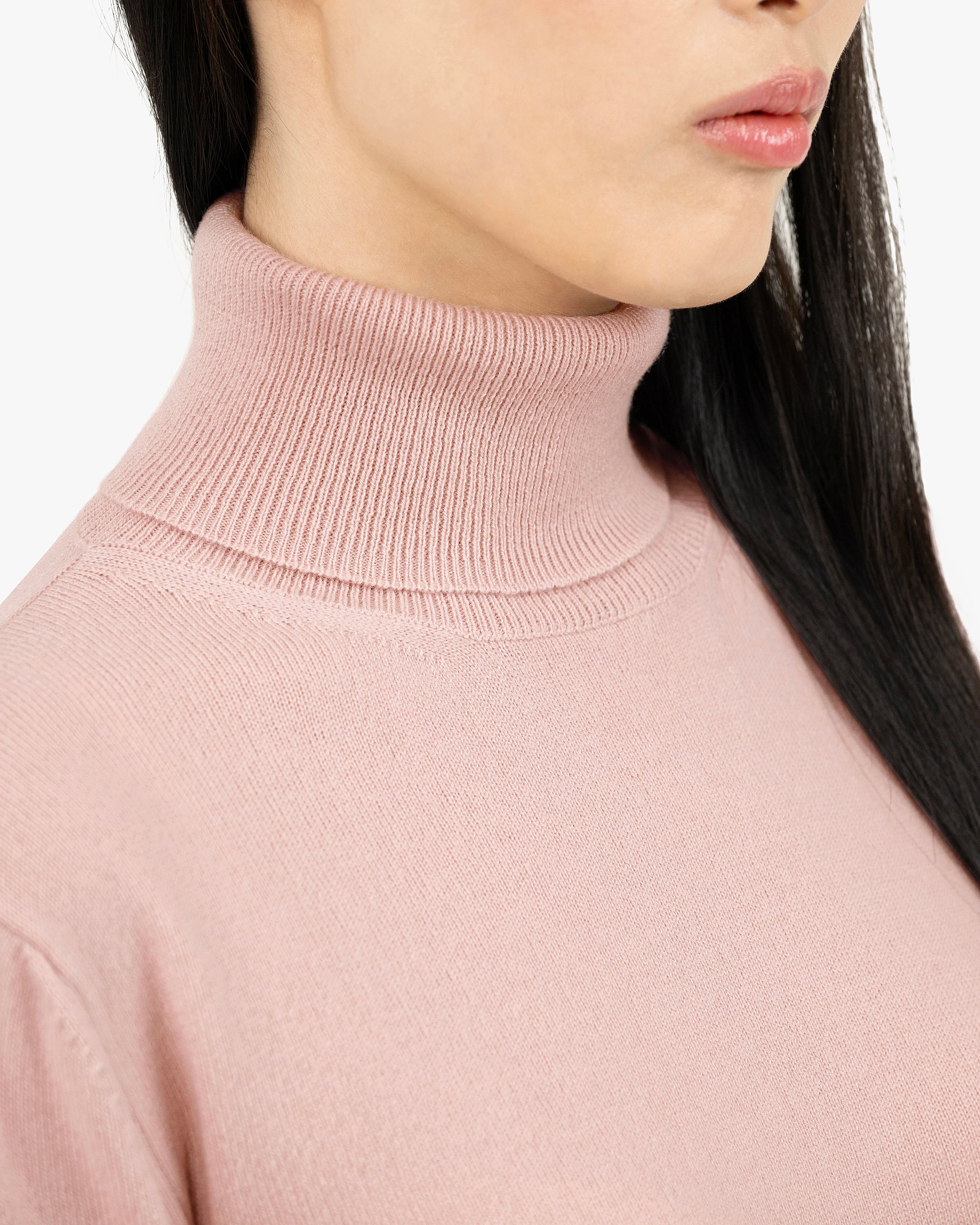 Women's Essential Turtleneck Sweater - Rose Cashmere