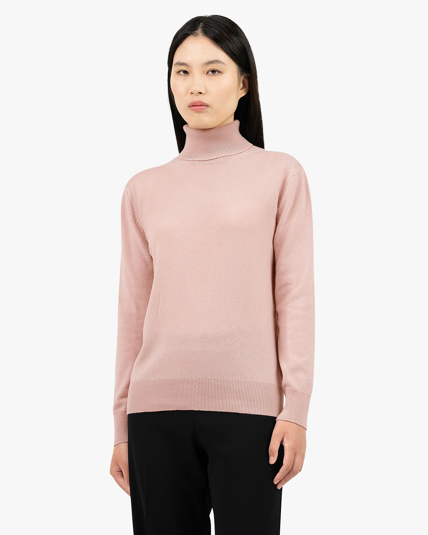 Women's Essential Turtleneck Sweater - Rose Cashmere