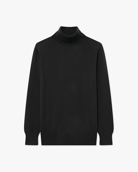 Women's Essential Turtleneck Sweater - Black Cashmere