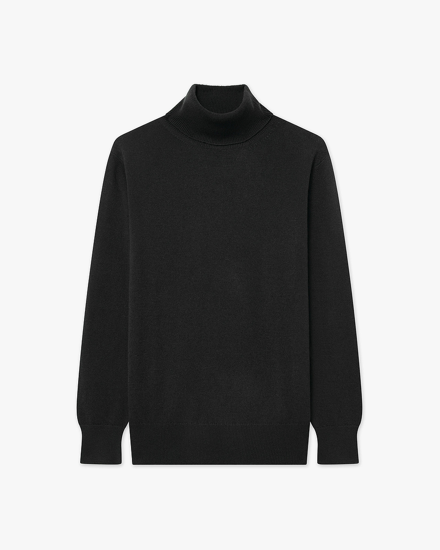 Women's Essential Turtleneck Sweater - Black Cashmere