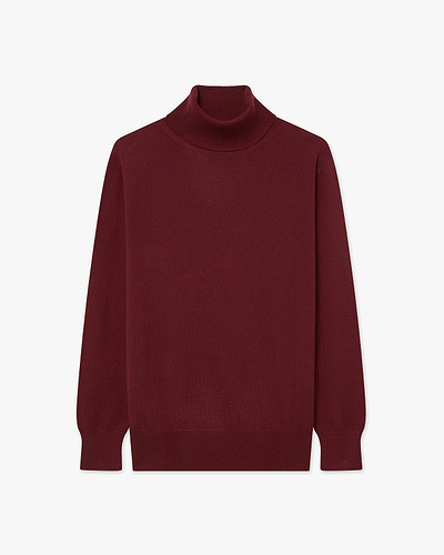 Women's Essential Turtleneck Sweater - Bordeaux Cashmere