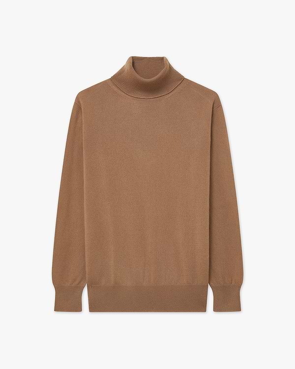 Essential Rollkragenpullover Damen - Camel