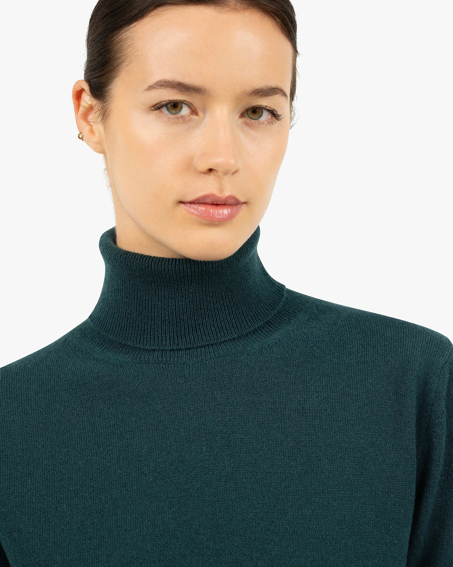 Women's Essential Turtleneck Sweater - Green Cashmere