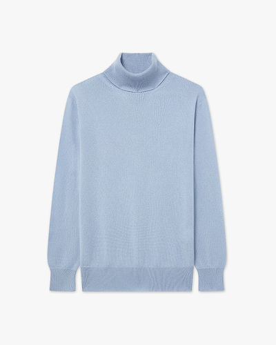 Women's Essential Turtleneck Sweater - Light Blue Cashmere