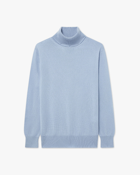 Women's Essential Turtleneck Sweater - Light Blue Cashmere