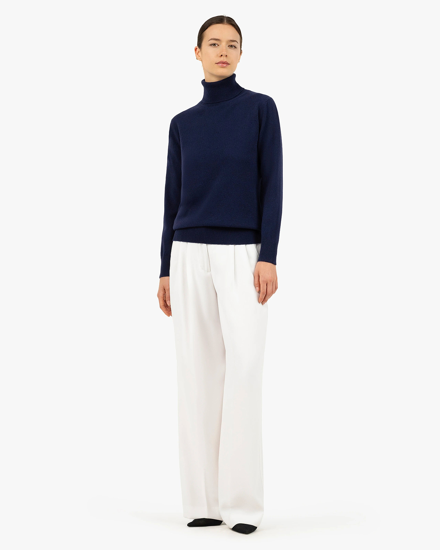 Women's Essential Turtleneck Sweater - Blue Cashmere