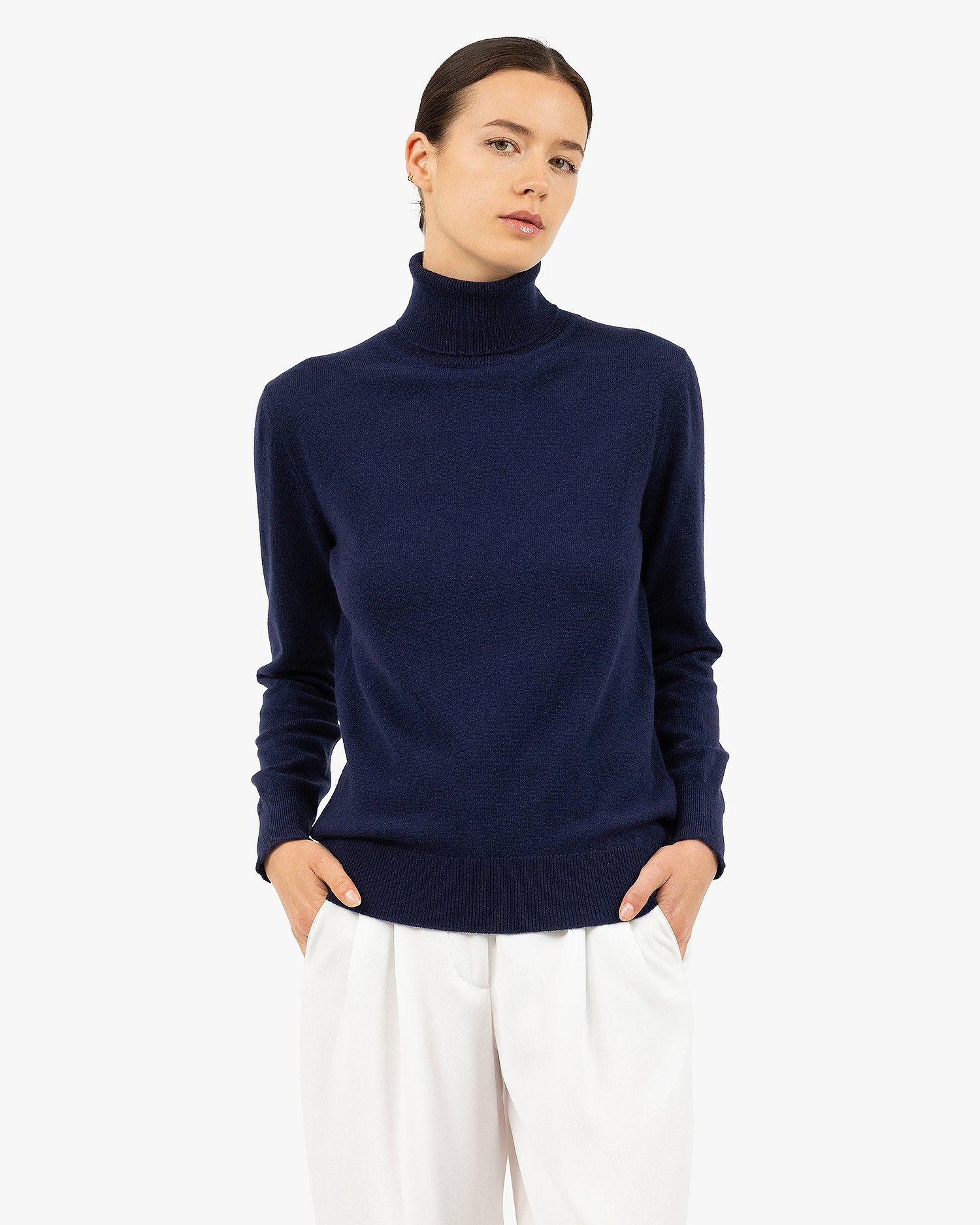 Women's Essential Turtleneck Sweater - Blue Cashmere