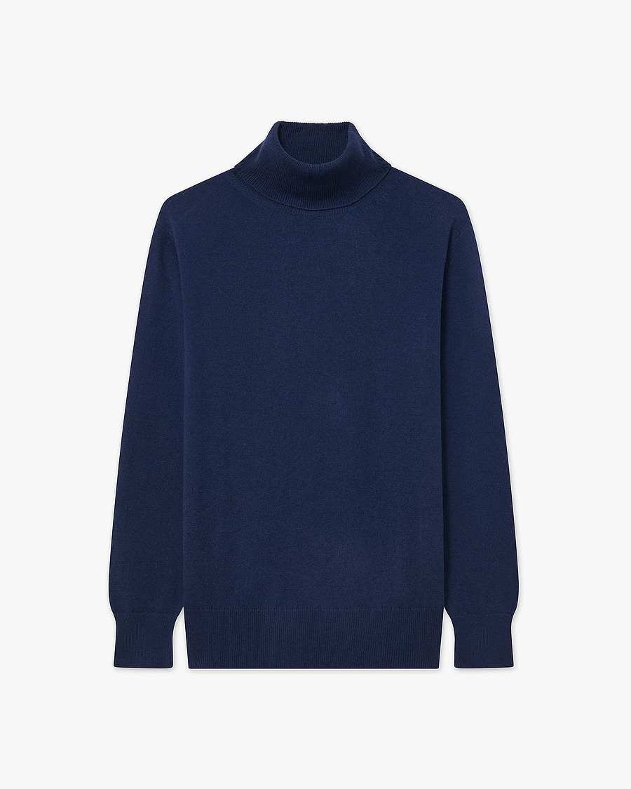 Women's Essential Turtleneck Sweater - Blue Cashmere
