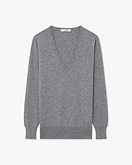Essential V-Ausschnittpullover Damen - Mittelgrau