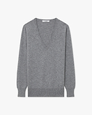 Essential V-Ausschnittpullover Damen - Mittelgrau
