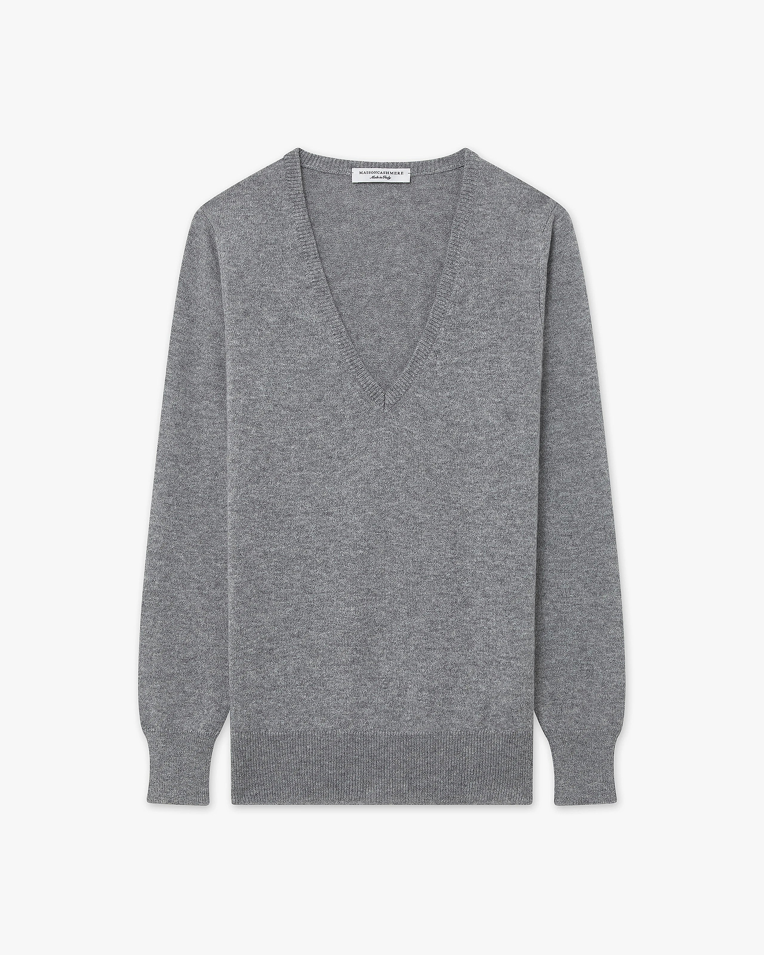 Women's Essential V-Neck Sweater - Medium Grey Cashmere