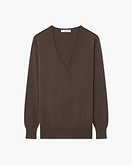 Essential V-Ausschnittpullover Damen - Braun