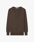Essential V-Ausschnittpullover Damen - Braun