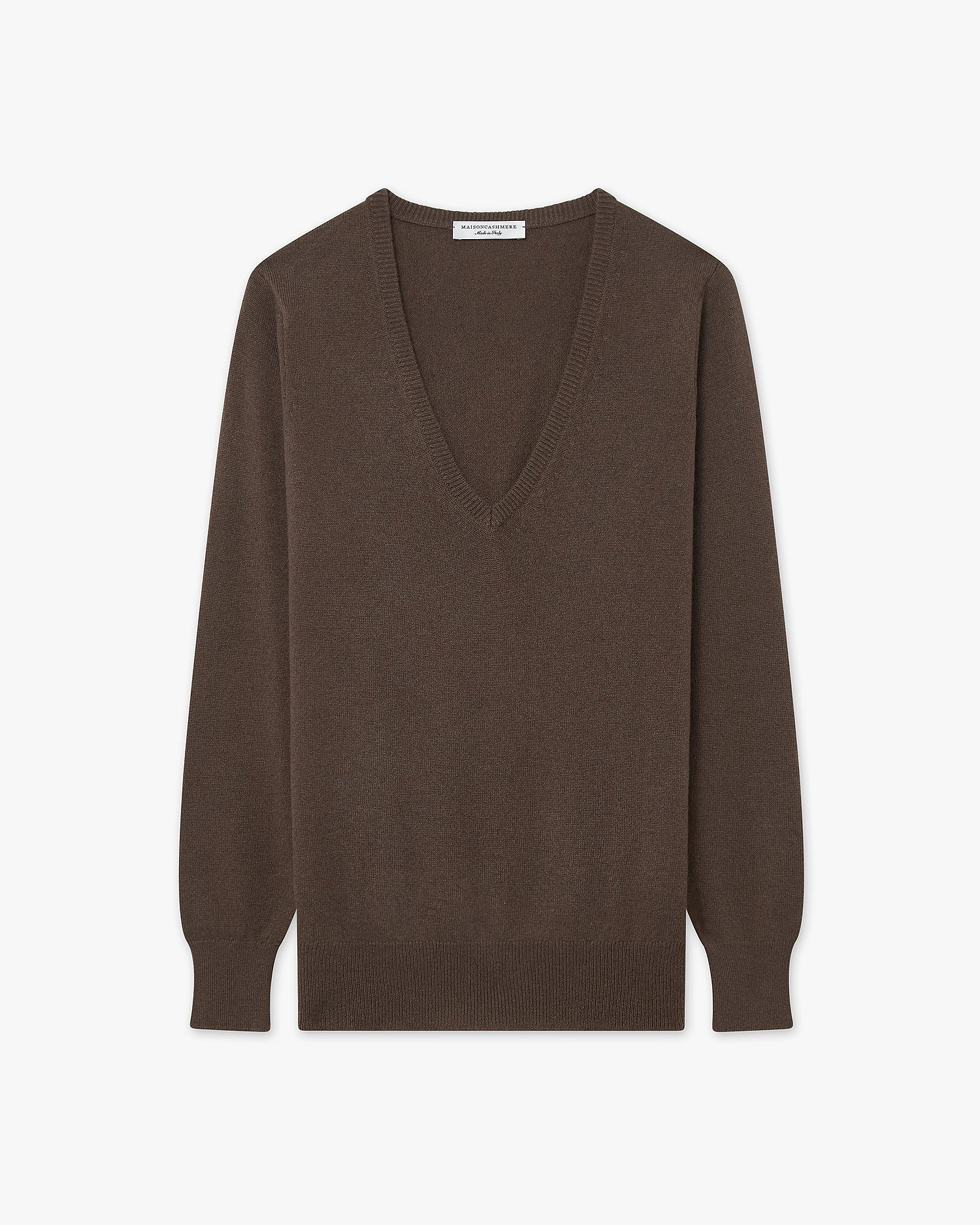 Women's Essential V-Neck Sweater - Brown Cashmere