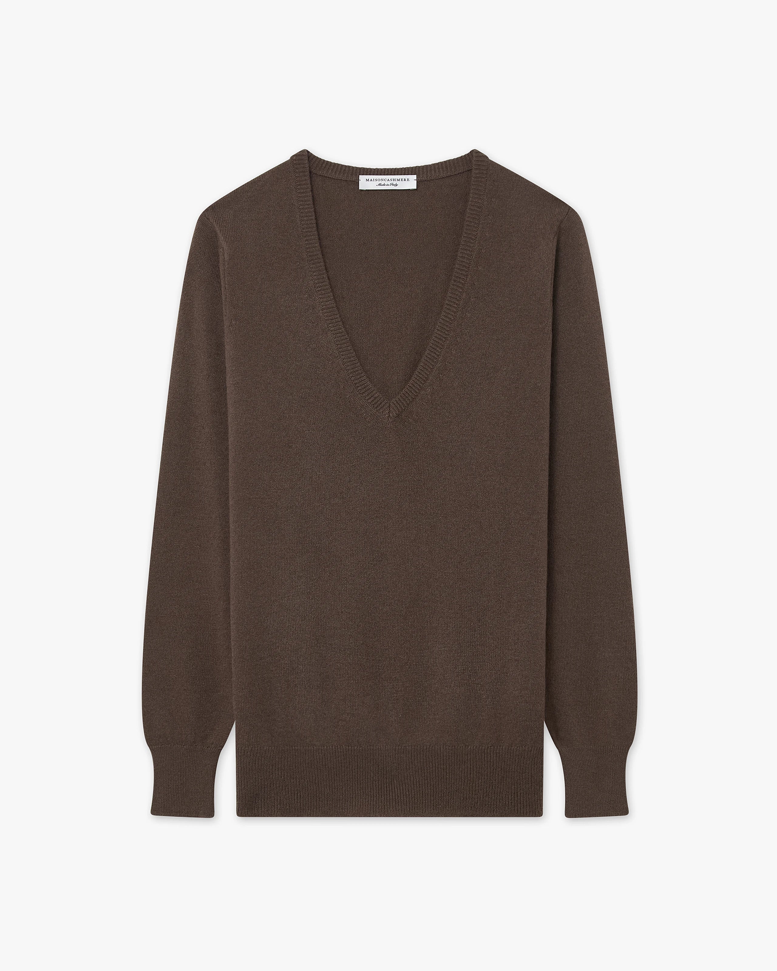 Women's Essential V-Neck Sweater - Brown Cashmere