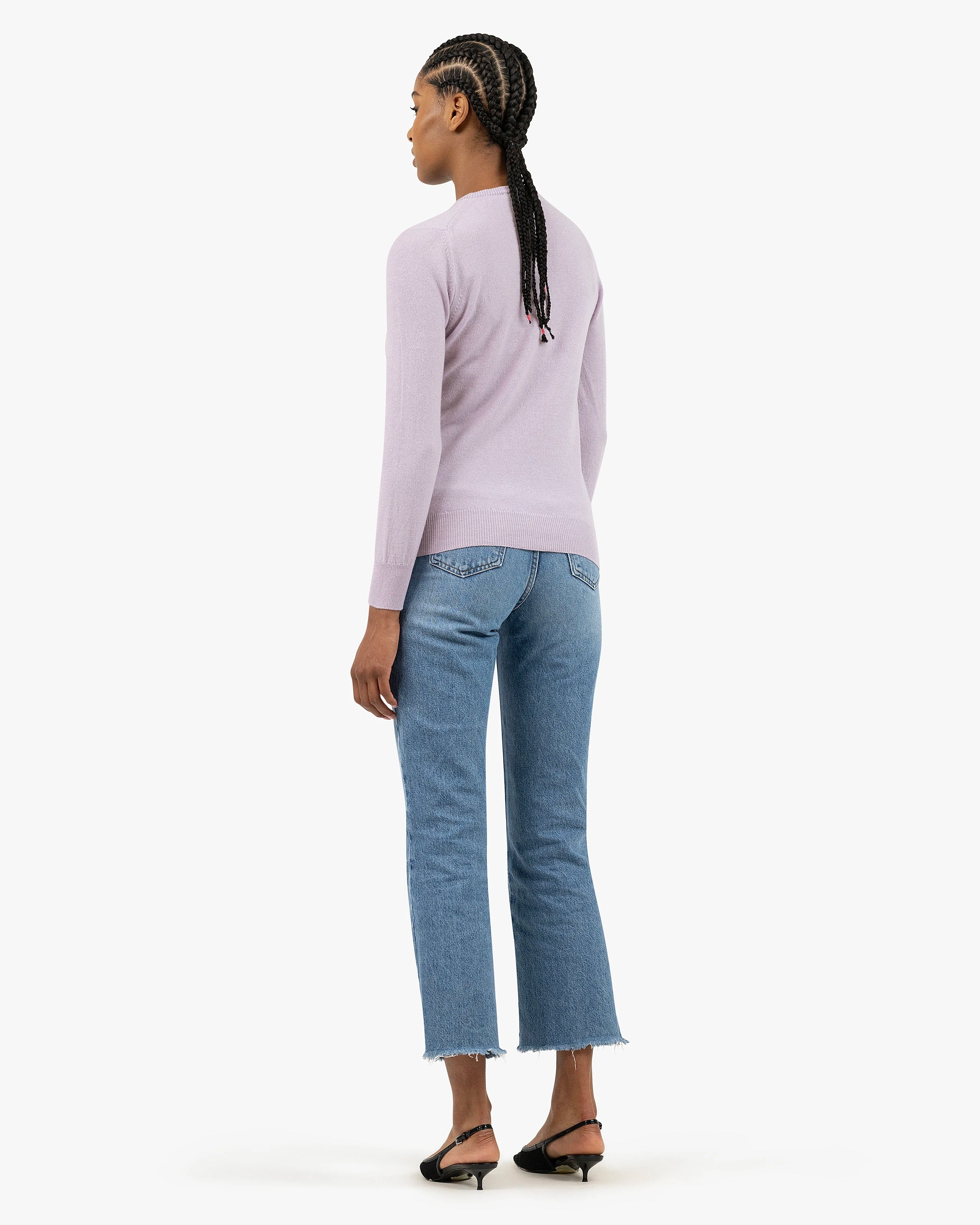 Women's Essential V-Neck Sweater - Lilac Cashmere