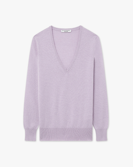 Women's Essential V-Neck Sweater - Lilac Cashmere