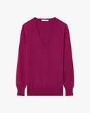Essential V-Ausschnittpullover Damen - Magenta