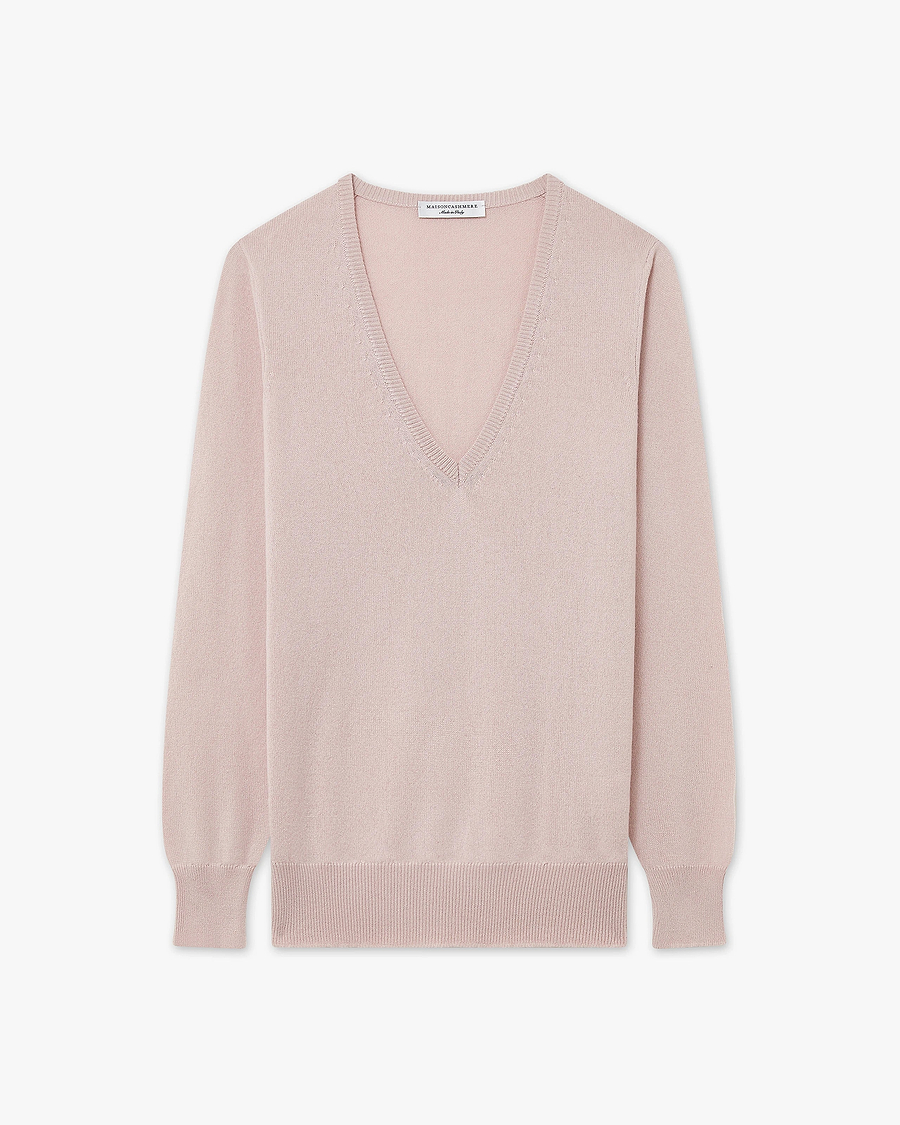 Women's Essential V-Neck Sweater - Rose Cashmere