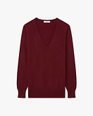 Essential V-Ausschnittpullover Damen - Bordeaux