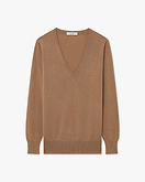 Essential V-Ausschnittpullover Damen - Camel
