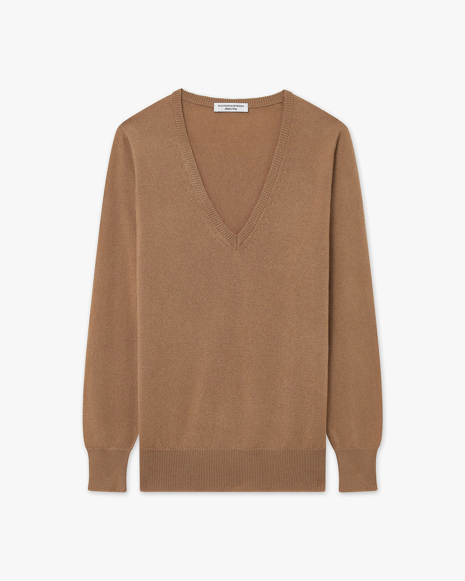Women's Essential V-Neck Sweater - Camel Cashmere