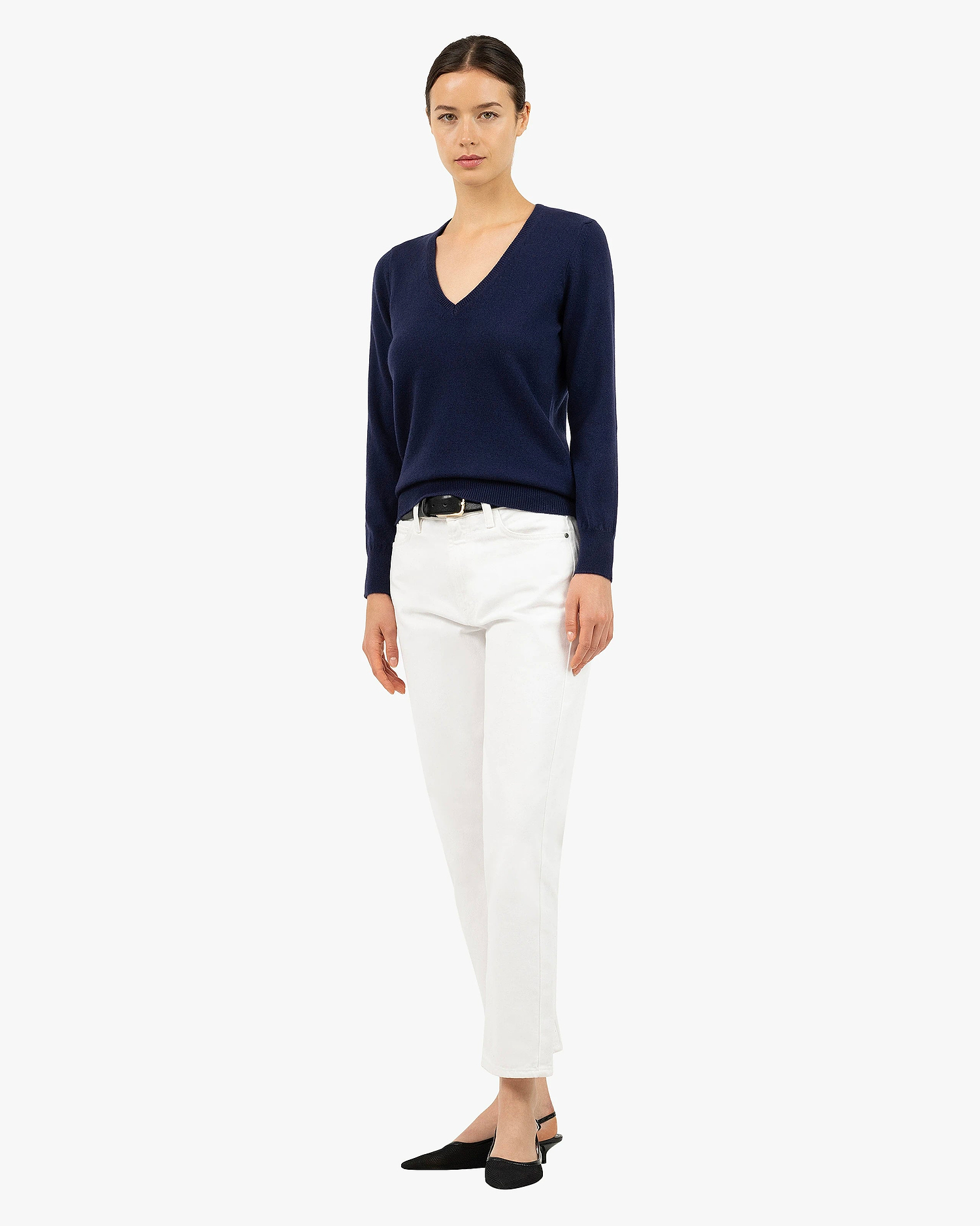 Women's Essential V-Neck Sweater - Blue Cashmere