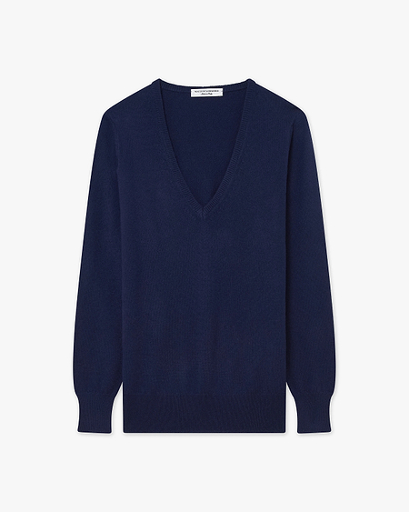 Women's Essential V-Neck Sweater - Blue Cashmere