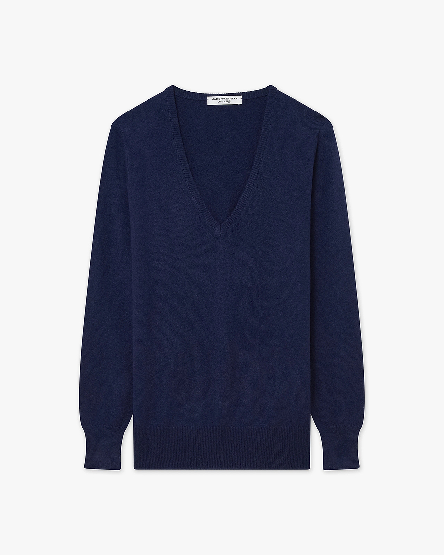 Women's Essential V-Neck Sweater - Blue Cashmere