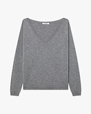 Essential Weiter V-Ausschnitt Pullover - Mittelgrau