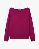 Essential Weiter V-Ausschnitt Pullover - Magenta