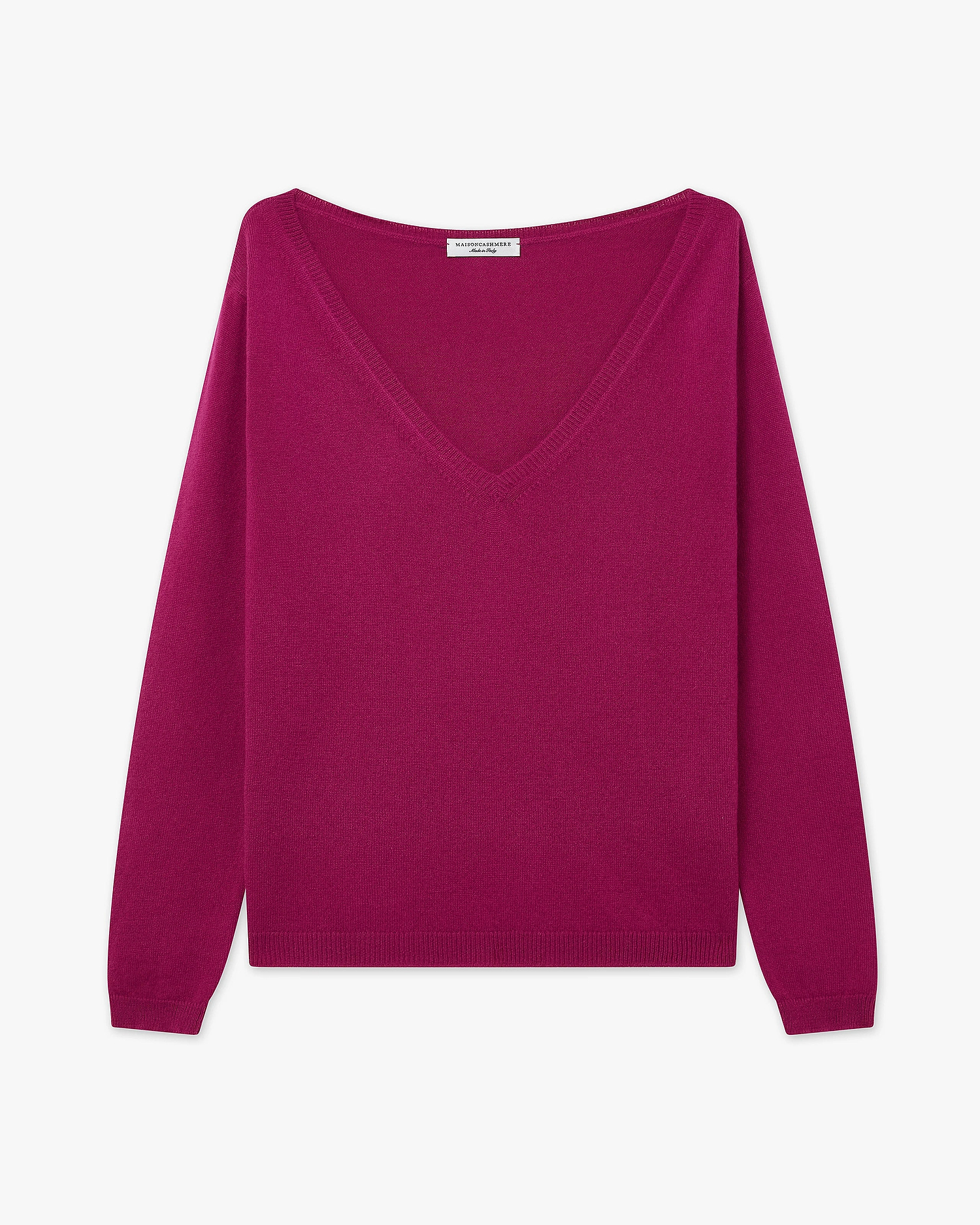 Essential Wide V-Neck Sweater - Magenta Cashmere