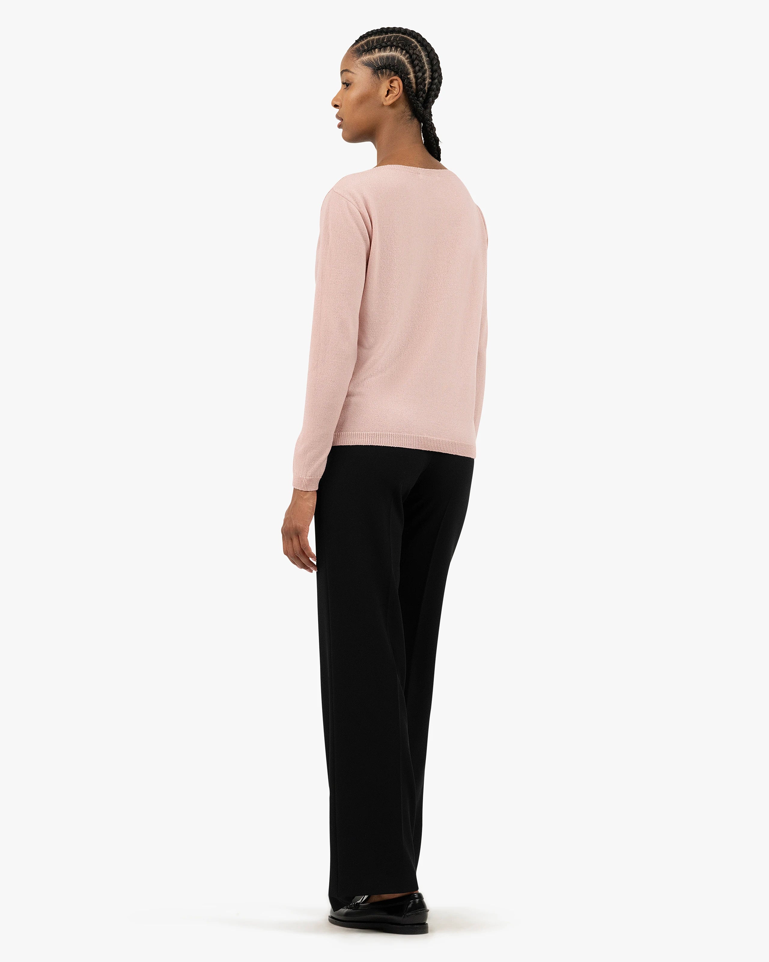 Essential Wide V-Neck Sweater - Rose Cashmere