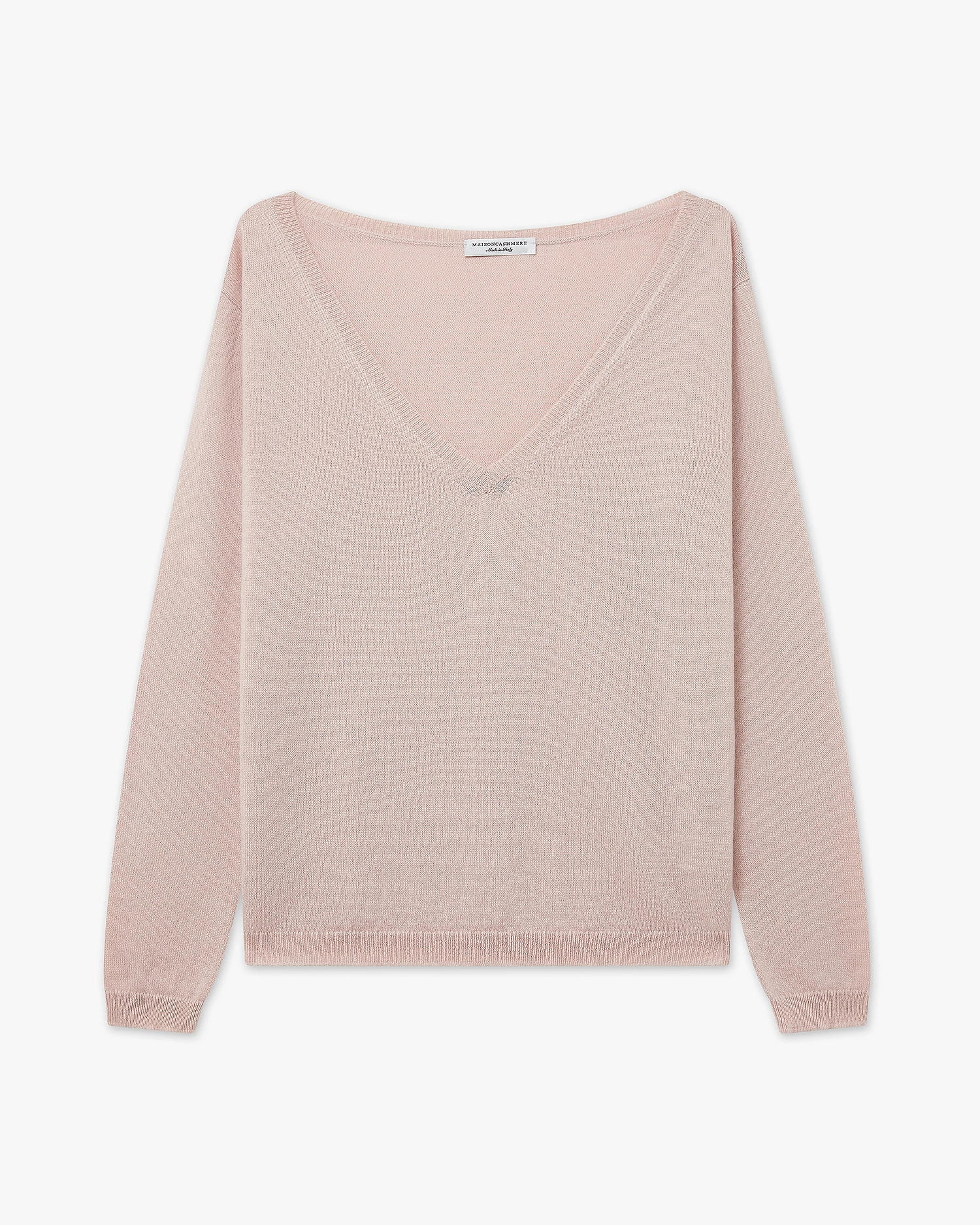 Essential Wide V-Neck Sweater - Rose Cashmere