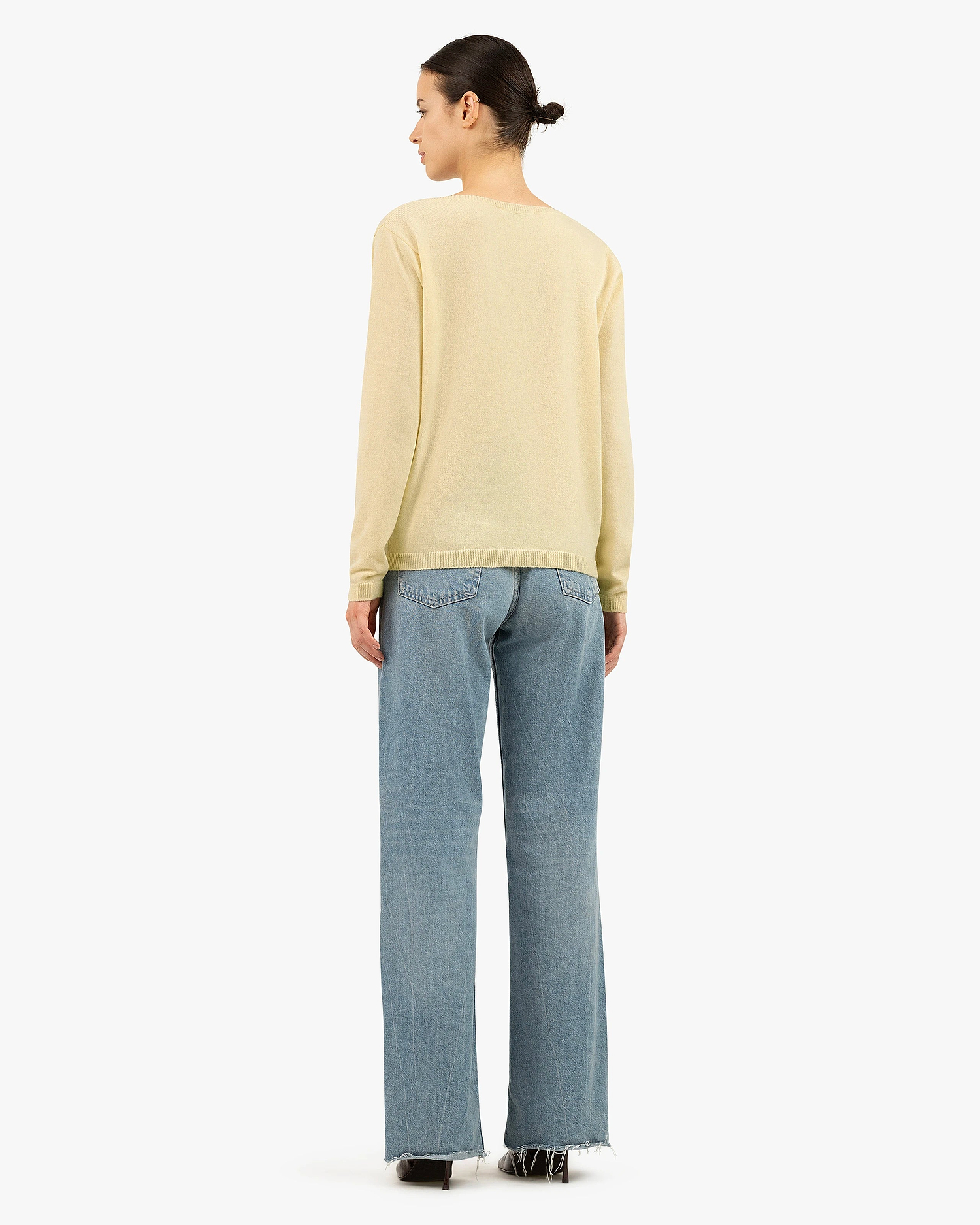 Essential Wide V-Neck Sweater - Yellow Cashmere