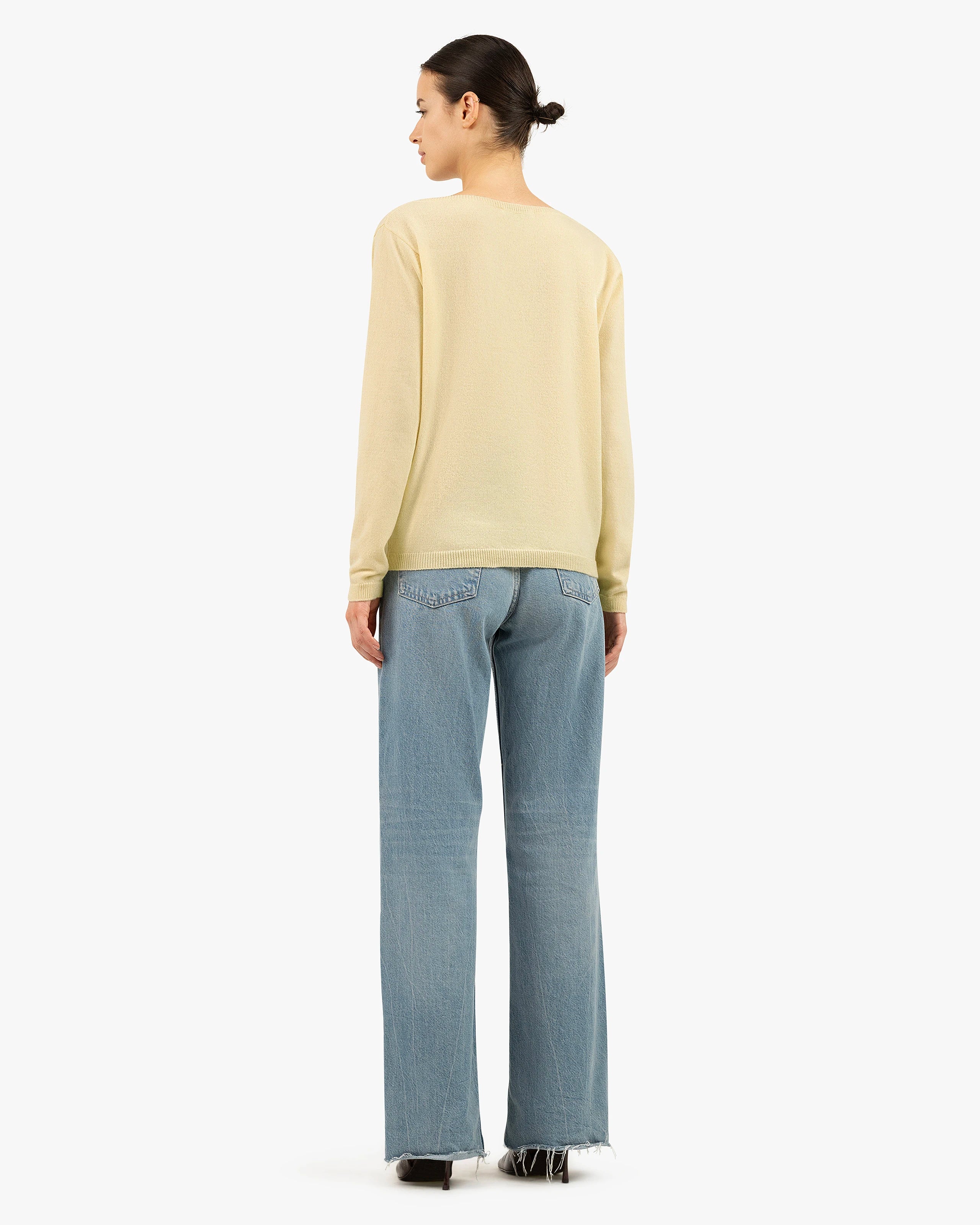 Essential Wide V-Neck Sweater - Yellow Cashmere