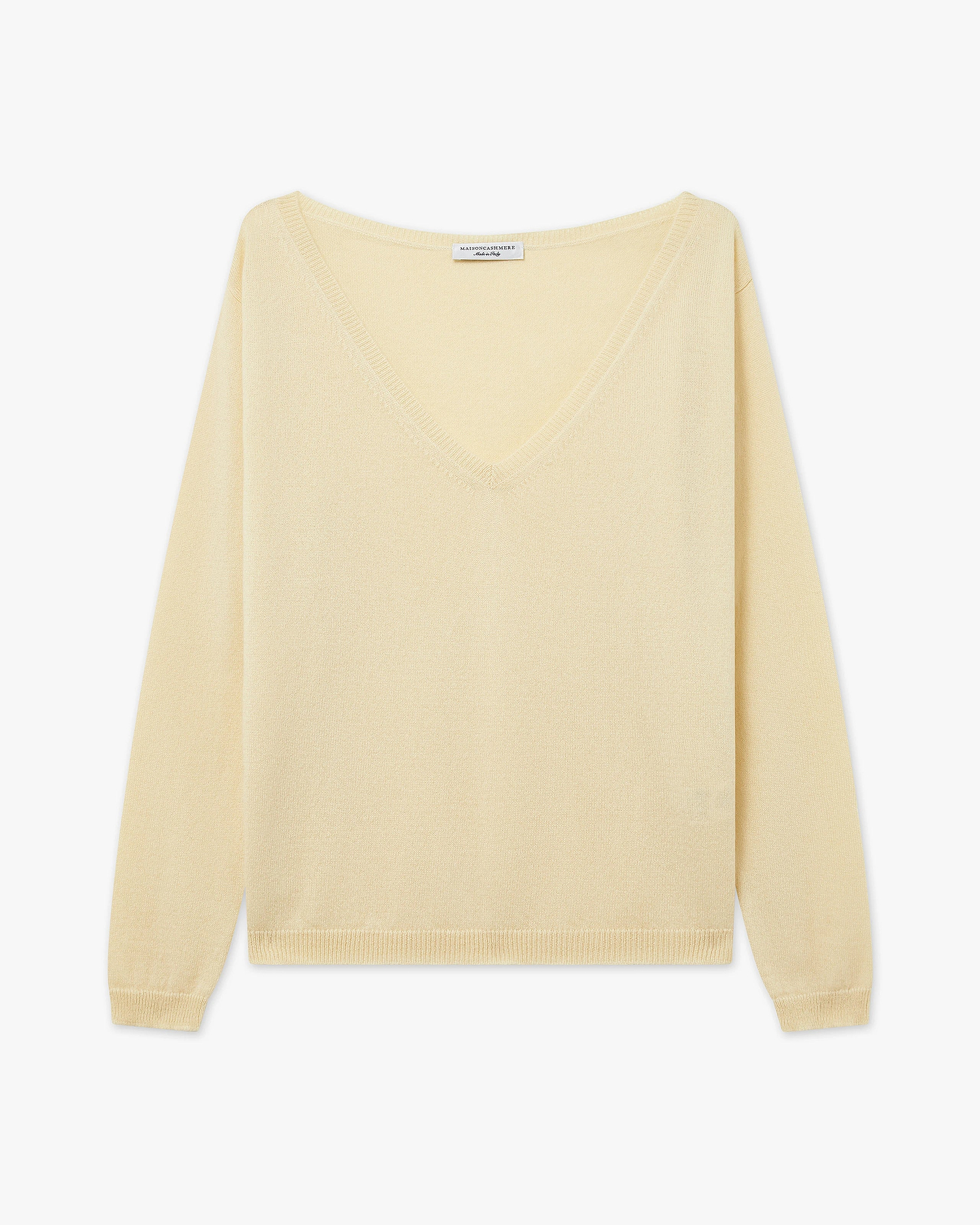 Essential Wide V-Neck Sweater - Yellow Cashmere