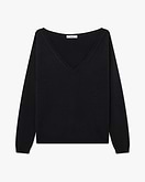 Essential Weiter V-Ausschnitt Pullover - Schwarz