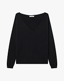 Essential Weiter V-Ausschnitt Pullover - Schwarz