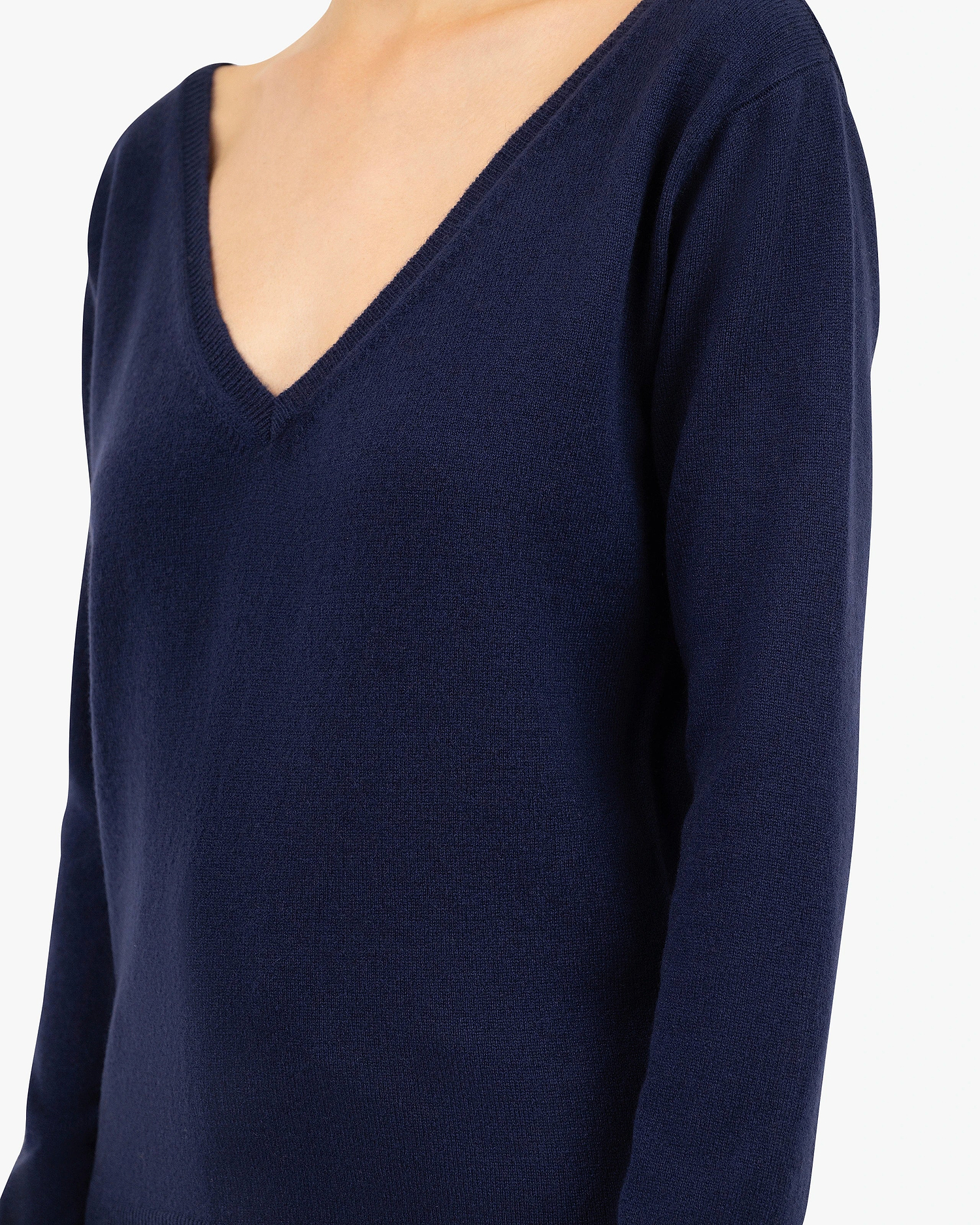 Essential Wide V-Neck Sweater - Blue Cashmere
